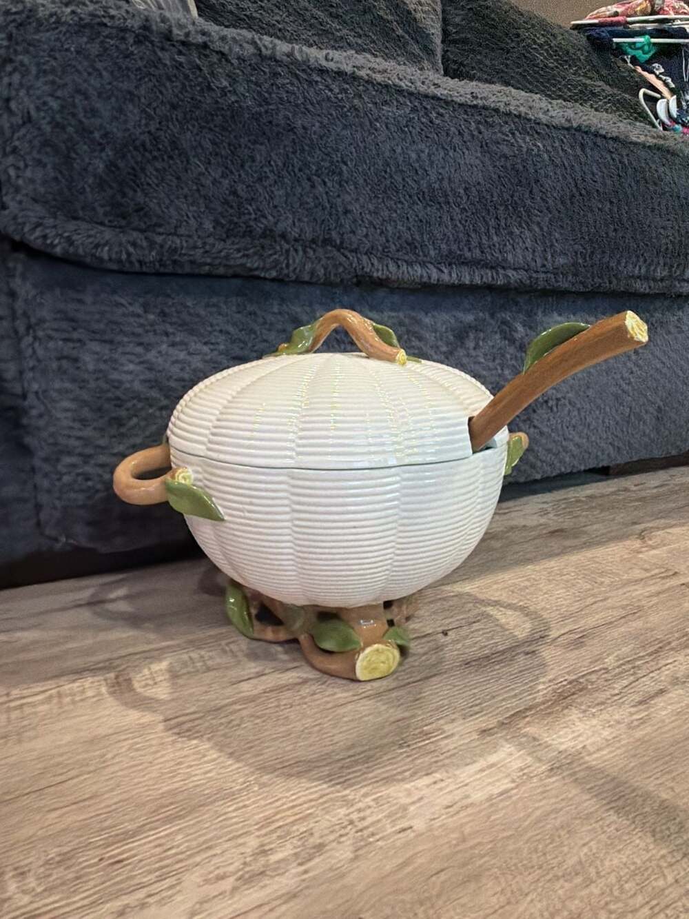 Vintage SECLA Portugal Ceramic Tureen with Ladle Designed by Fred D. Farrell